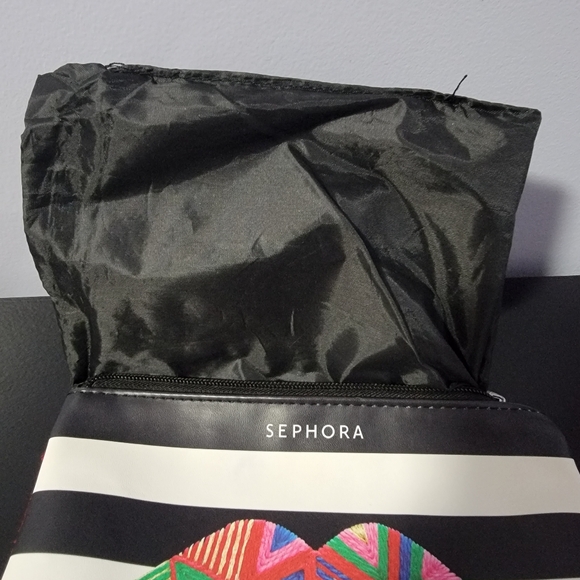 Sephora Split Faux Leather Cosmetic Makeup Zippered Bag - Picture 8 of 9